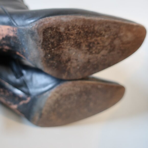 Women Gucci Black 100% Leather Alligator Croc Knee High Heel Designer Boots 6 - Picture 10 of 16